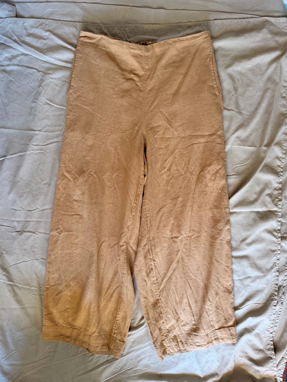 Free People Cotton-Linen Wide Leg Pants